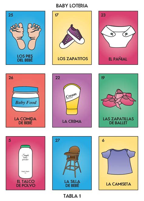Baby Shower Loteria Printable